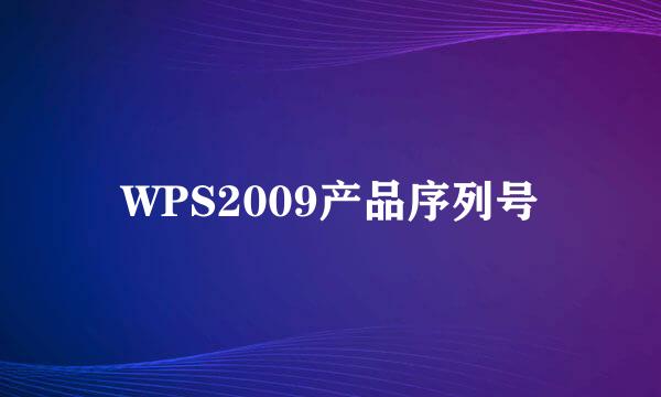 WPS2009产品序列号